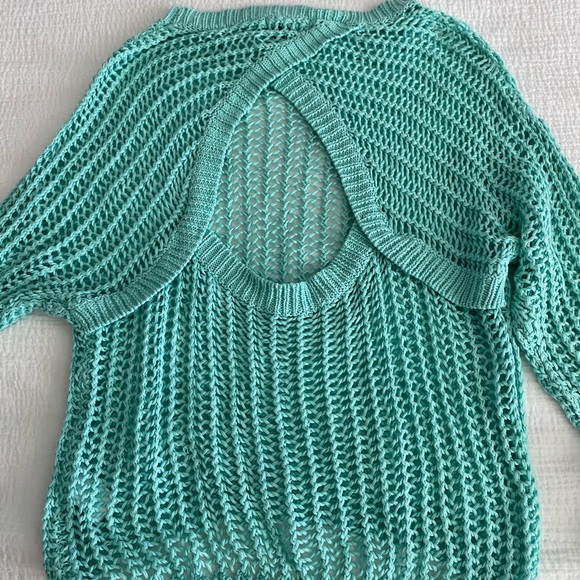 Aqua sweater by Nameless. Size small. Knit with open back accent. - Picture 2 of 4